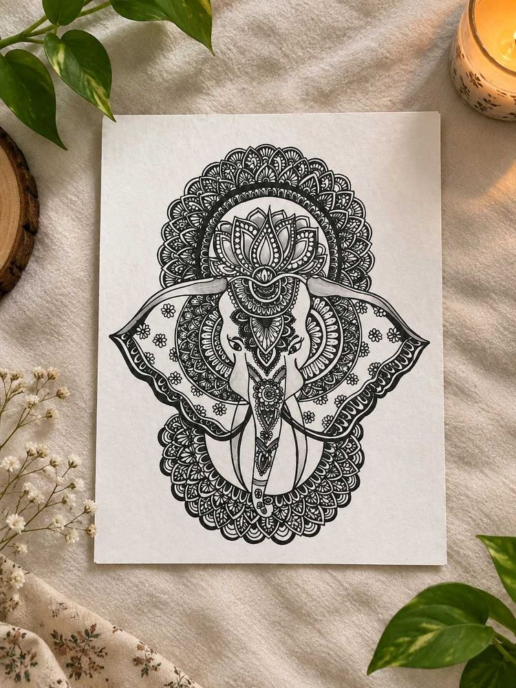 Handmade Ganesha Mandala Art🪷