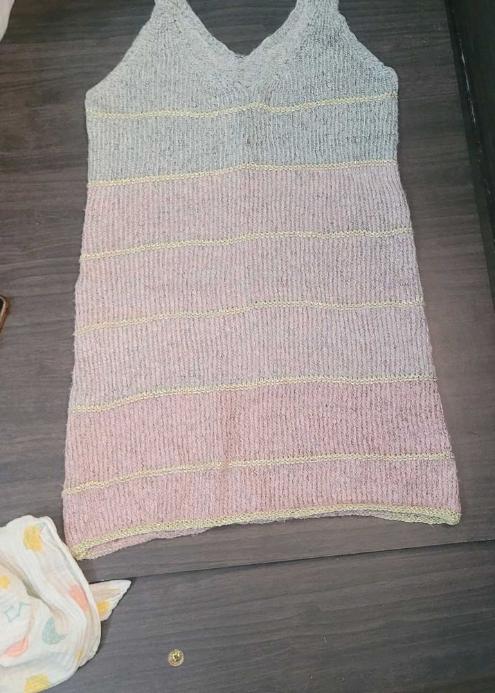 Knit Dress with Ombre Pink and Grey