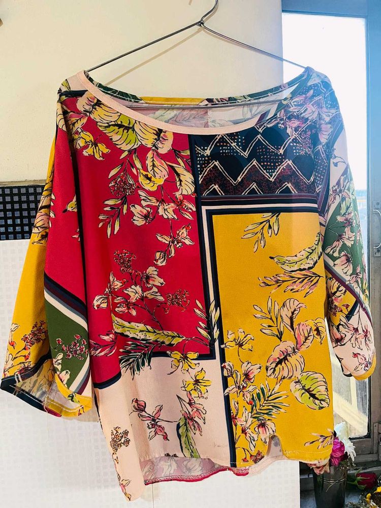 Bohemian Patchwork Floral Print Top