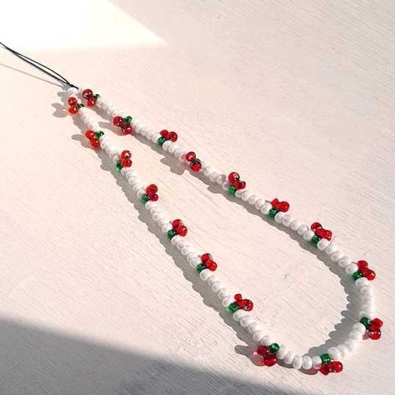 Cute Cherry Beaded Phone Strap