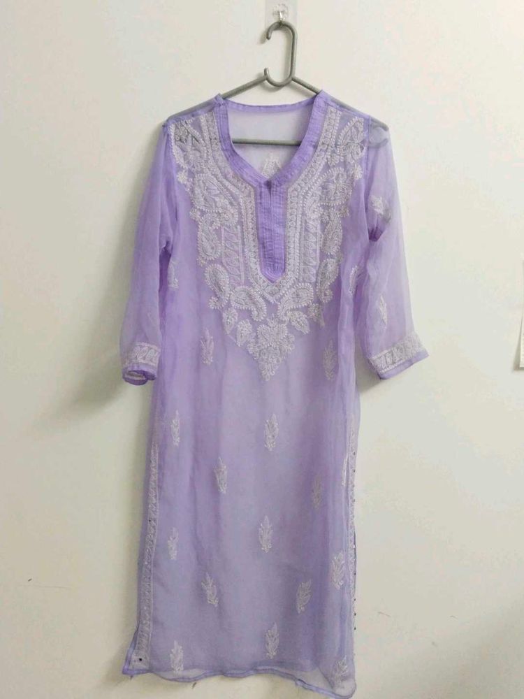 Lavender Chikankari Kurta with inner wear