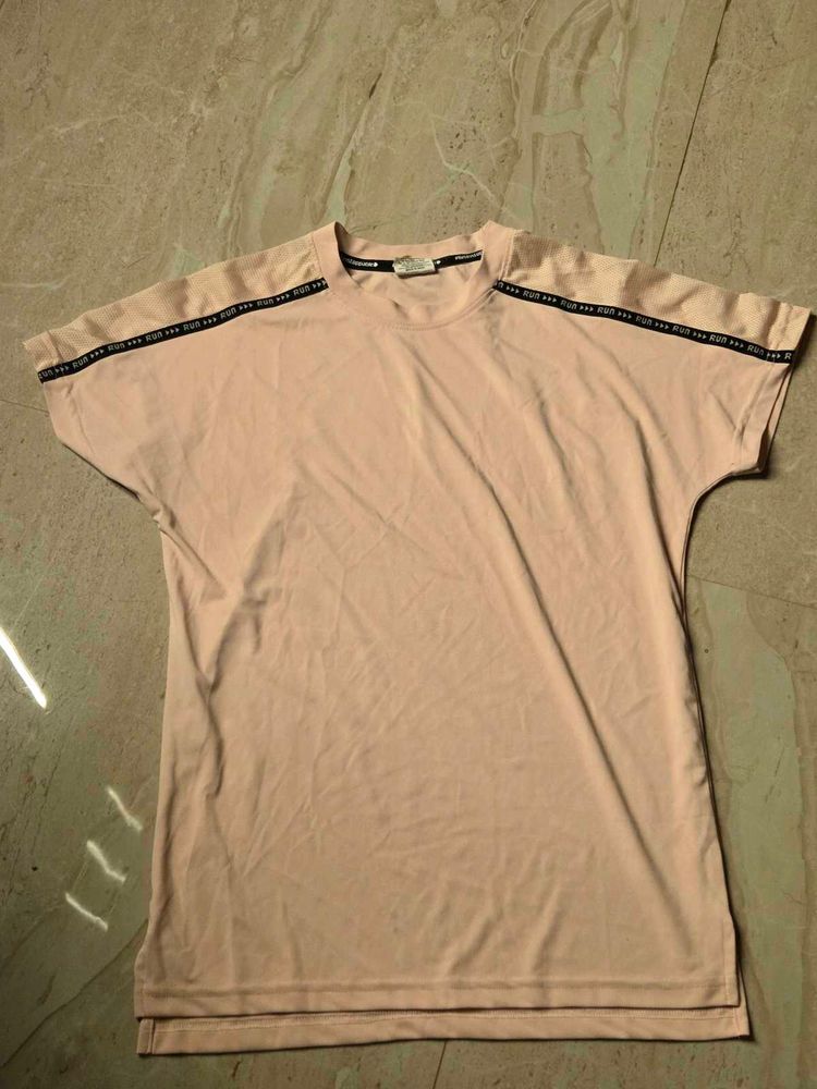 Stylish Pink T-Shirt with Logo Tape Detail