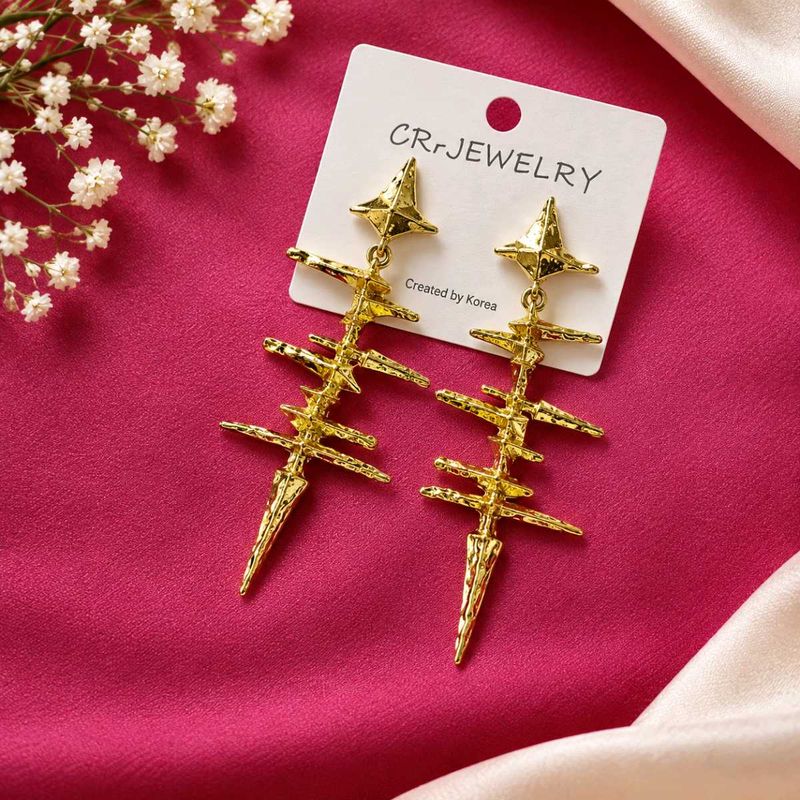 Gold Starburst Dangle Earrings