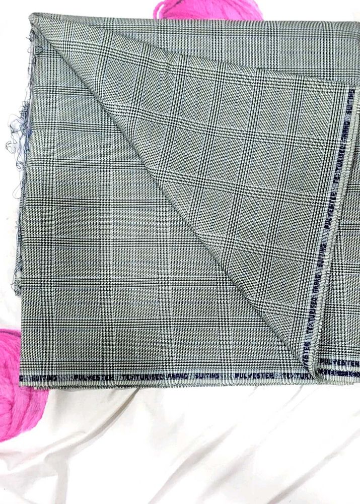 Gray Plaid Suiting Fabric