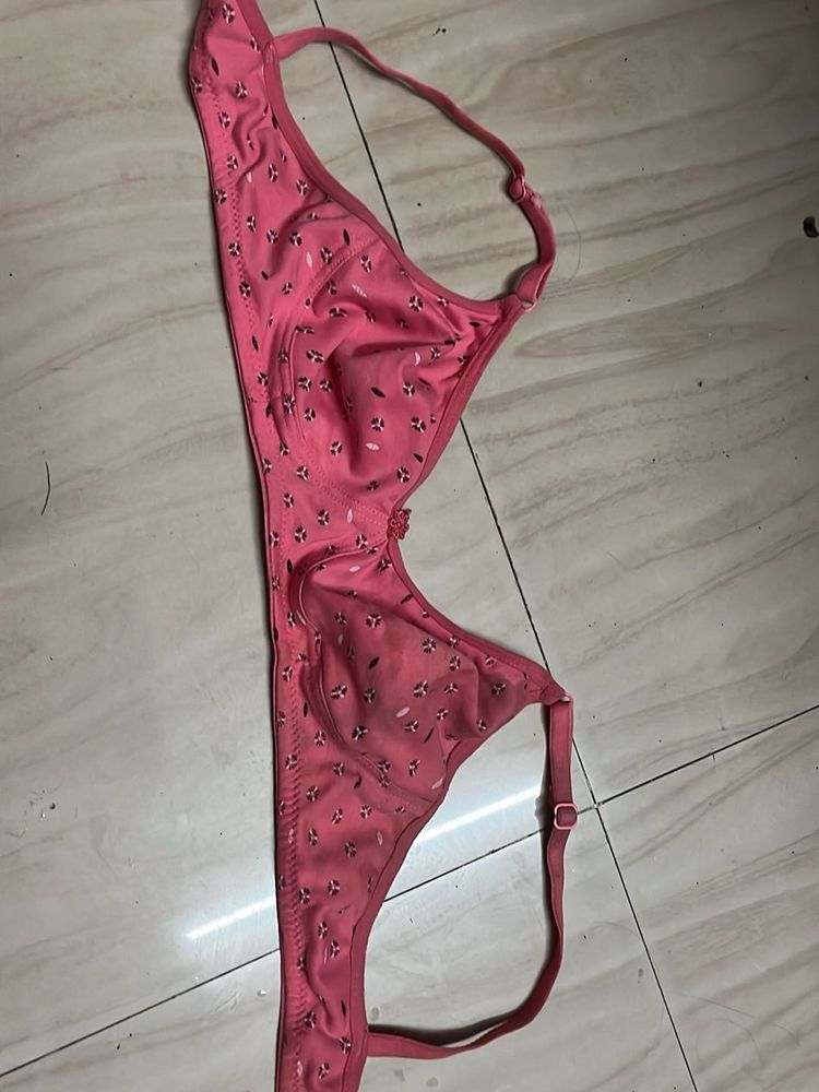 Cute Pink Floral Print Bra