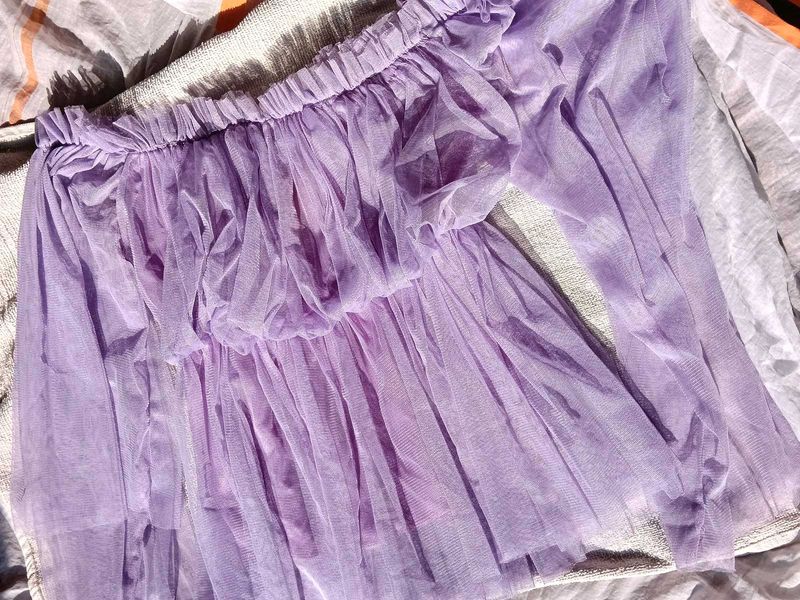 Lavender Tulle Off-Shoulder Top