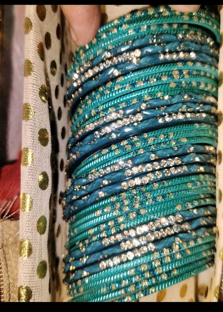 Beautiful Teal Bangle Set (35 peice)
