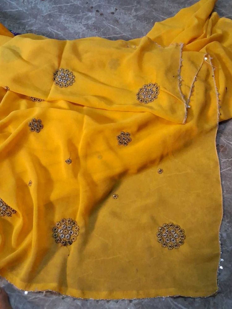 Yellow Embellished Saree