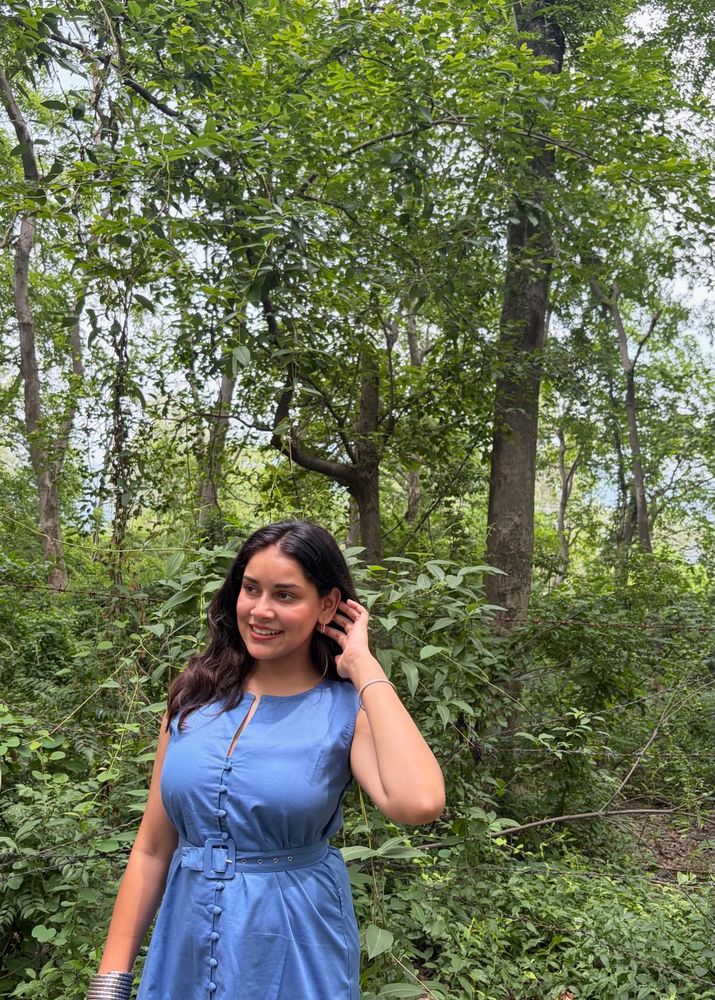 Chic Blue Sleeveless Midi Dress
