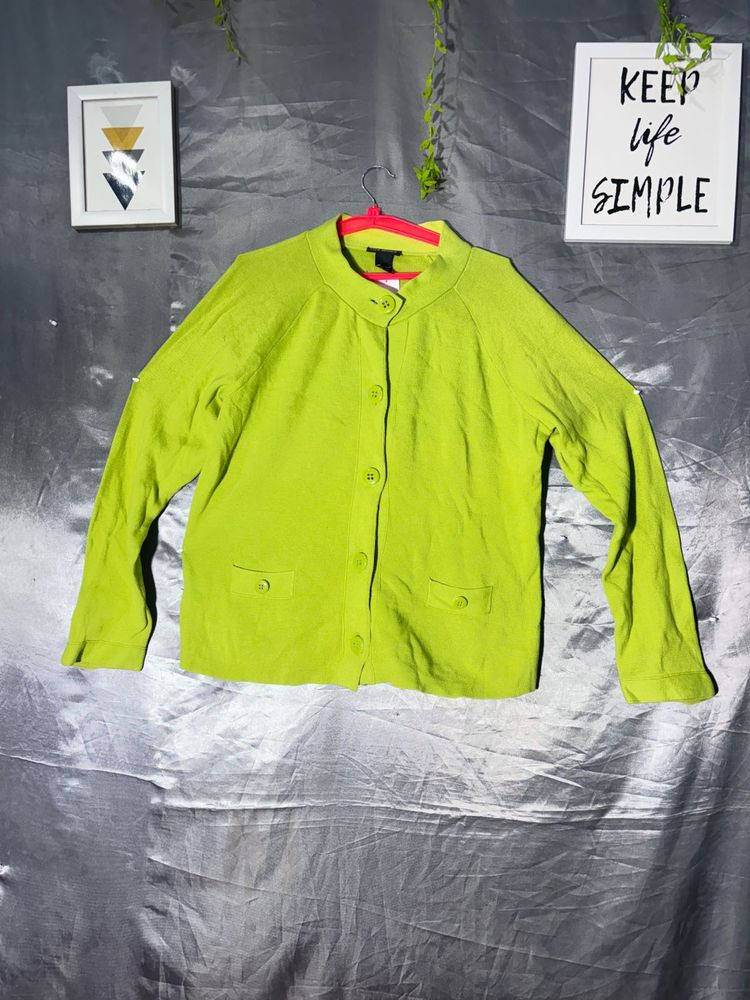 Lime Green Button-Up Cardigan