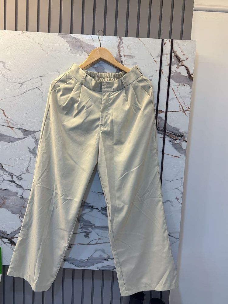 Stylish Beige Wide Leg Pants