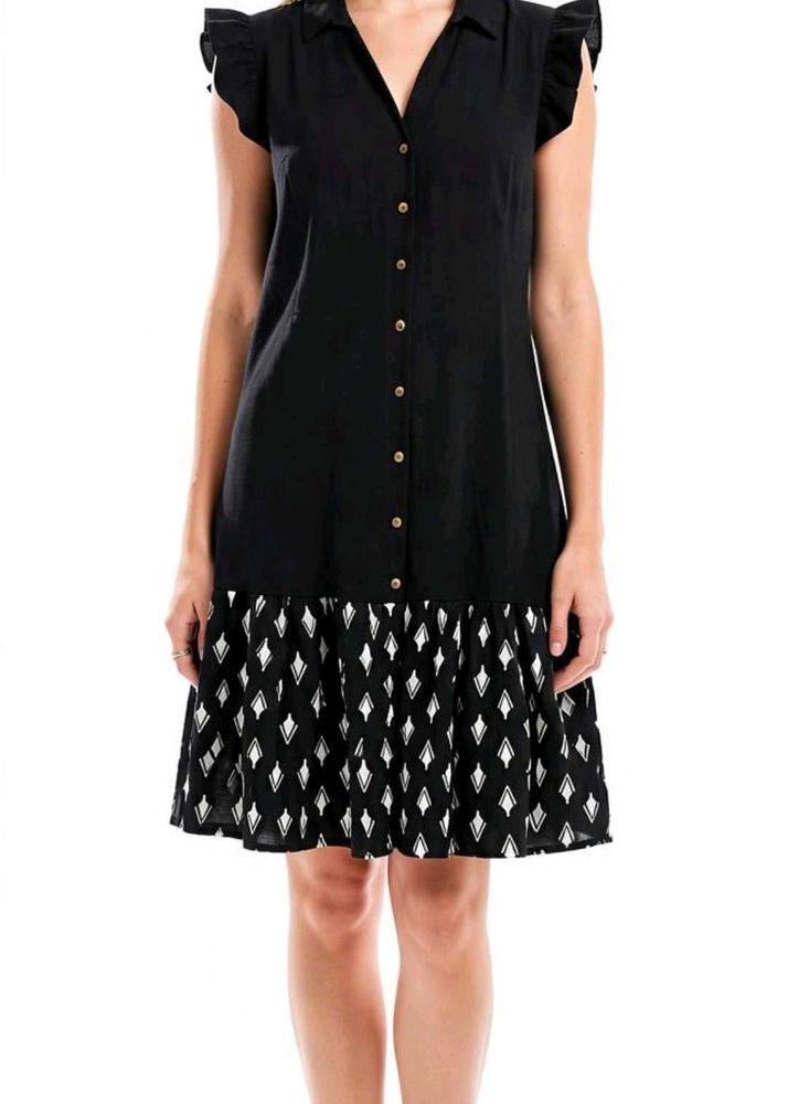 Chic Black &amp; White Printed Midi Dress