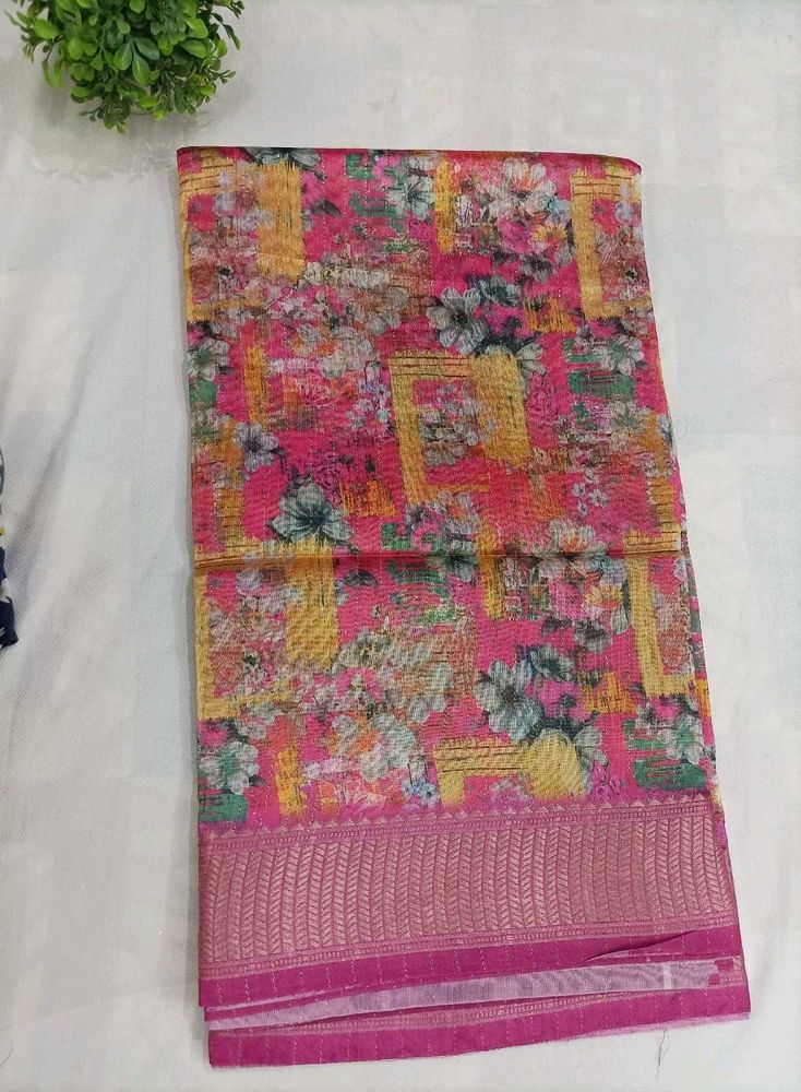 Vibrant Floral Print Saree( New with blouse)