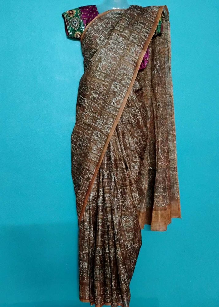 kalamkari Brown saree