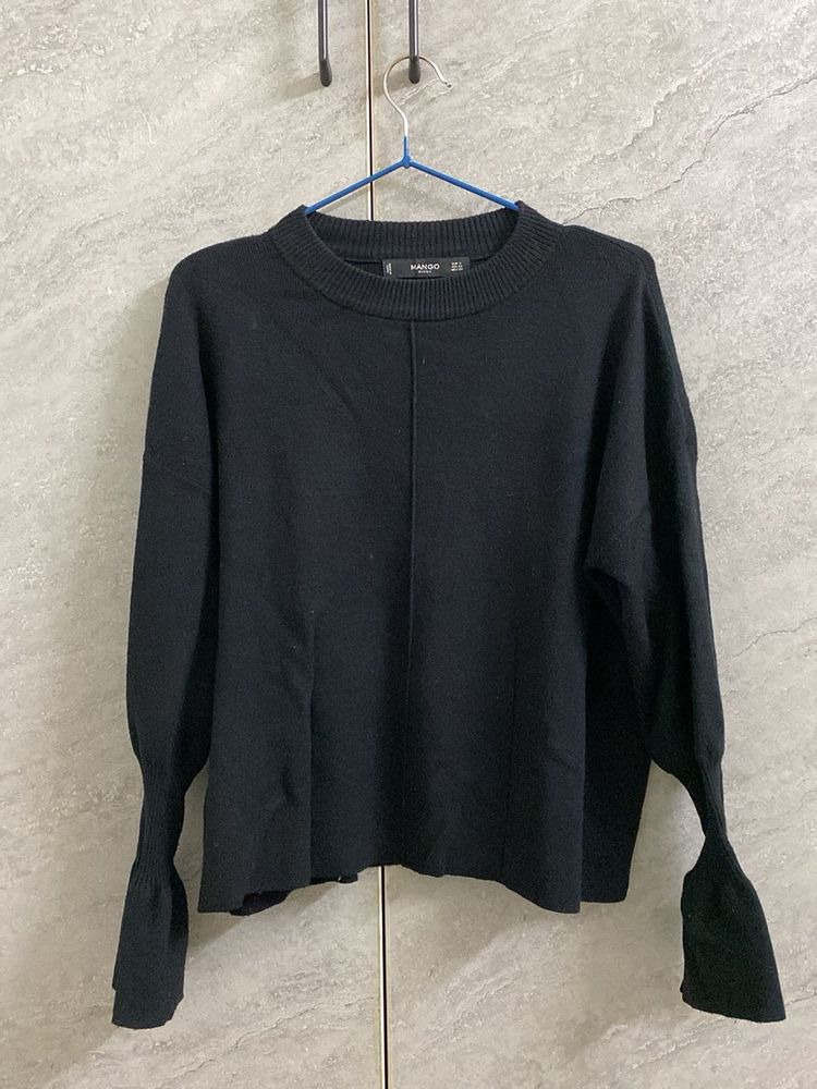 Mango Black Bell Sleeve Sweater