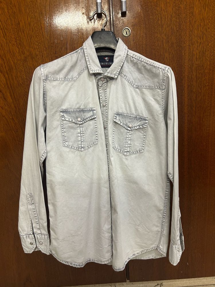 Men's Grey Denim Shirt