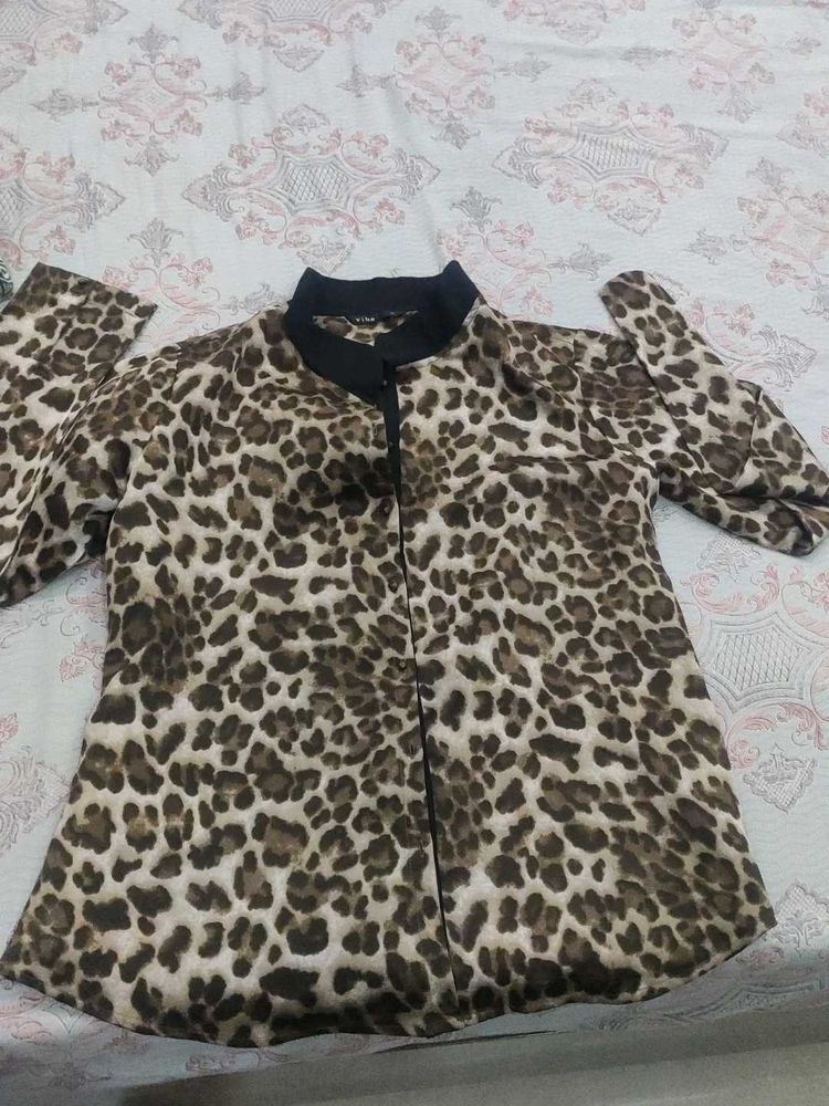 Leopard Print satin shirt