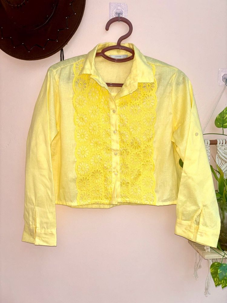 Yellow Linen Shirt Top🌼