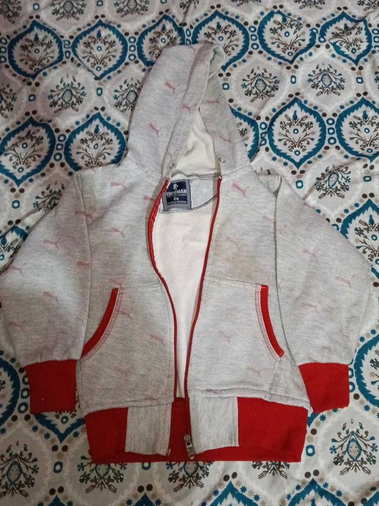 Kids Grey Zip-Up Hoodie