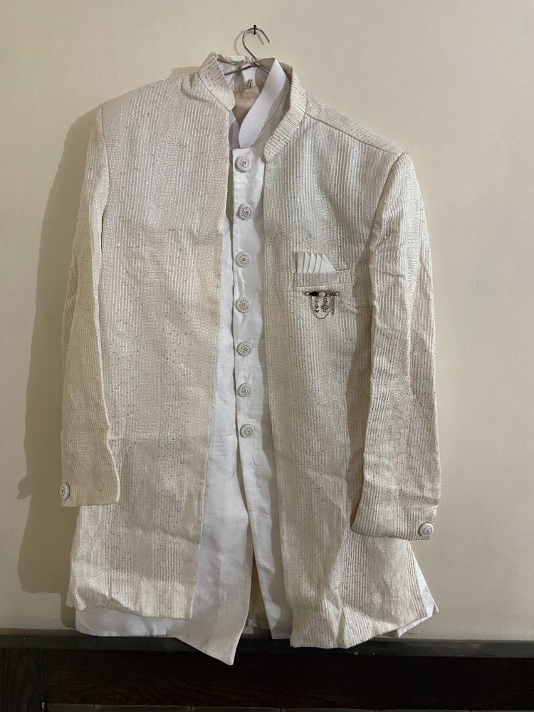 Off White Party Wear sharewani For Boys