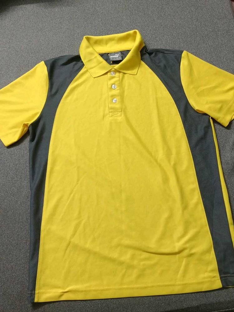 Puma Yellow &amp; Grey Polo T-Shirt