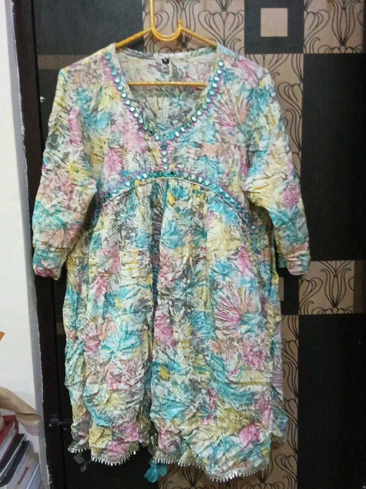 floral design aline kurta set