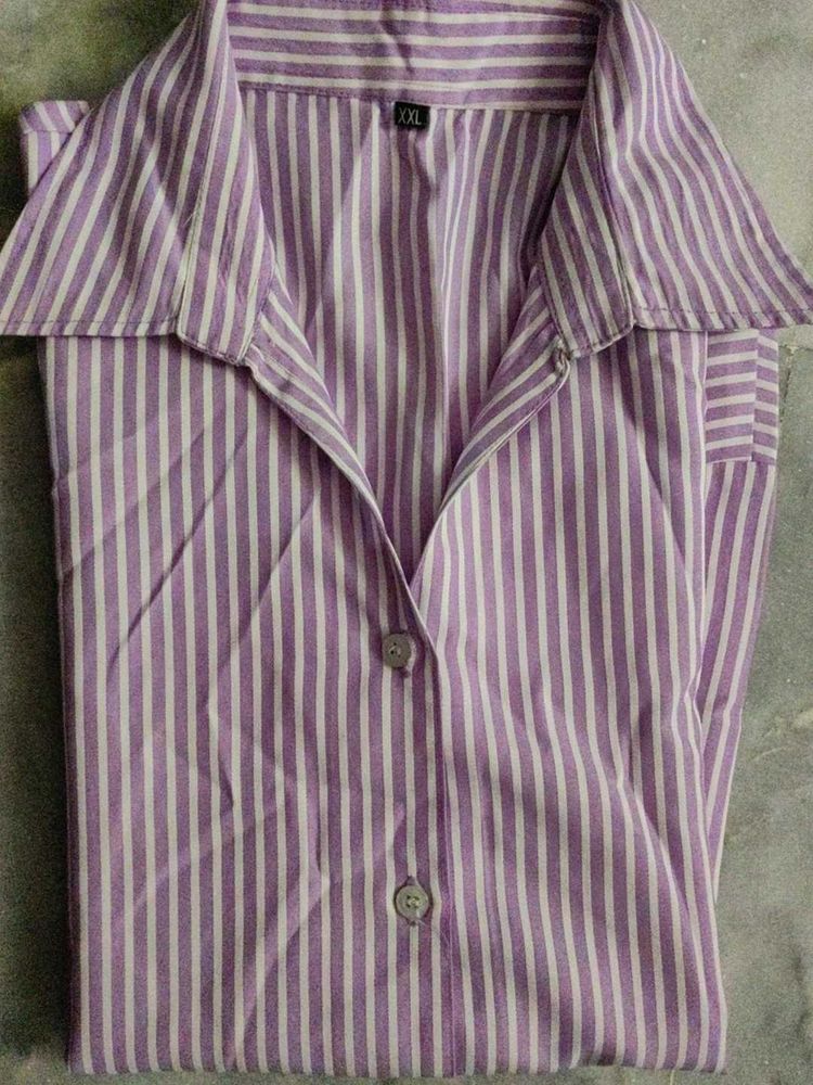 Striped Purple Button-Up Shirt