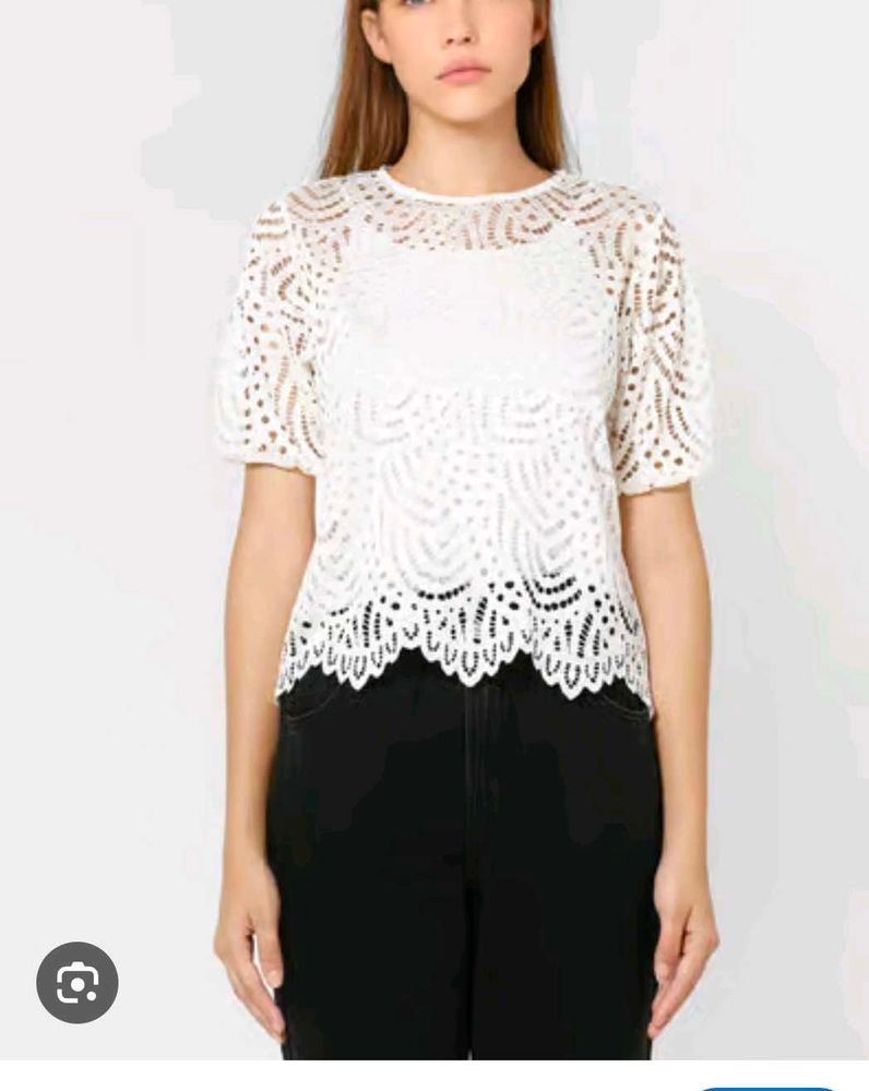 Chic White Lace Cropped Top