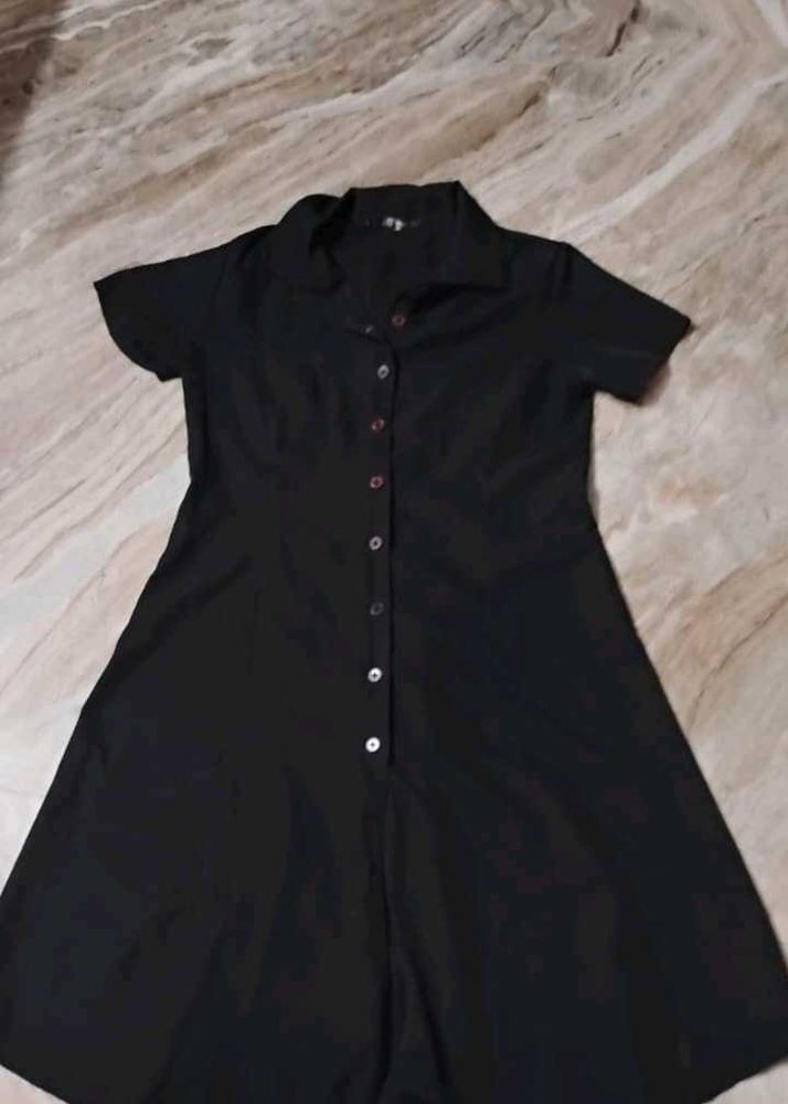 Classic Black Button-Up Dress