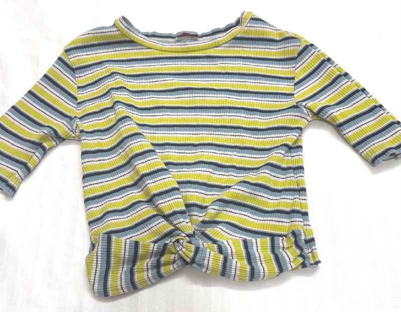Striped Twist Front Top