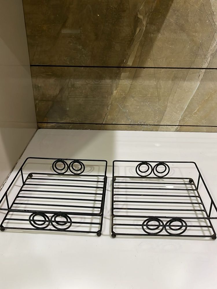 Set of 2 Black rod iron  Wire Shelves