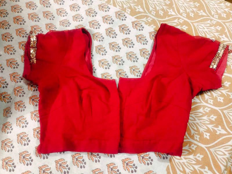 Red Embellished Blouse