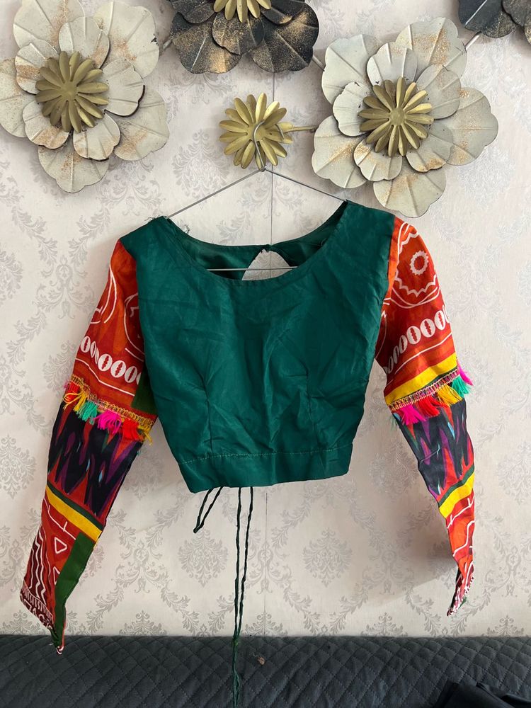 Navratri bandhni green blouse