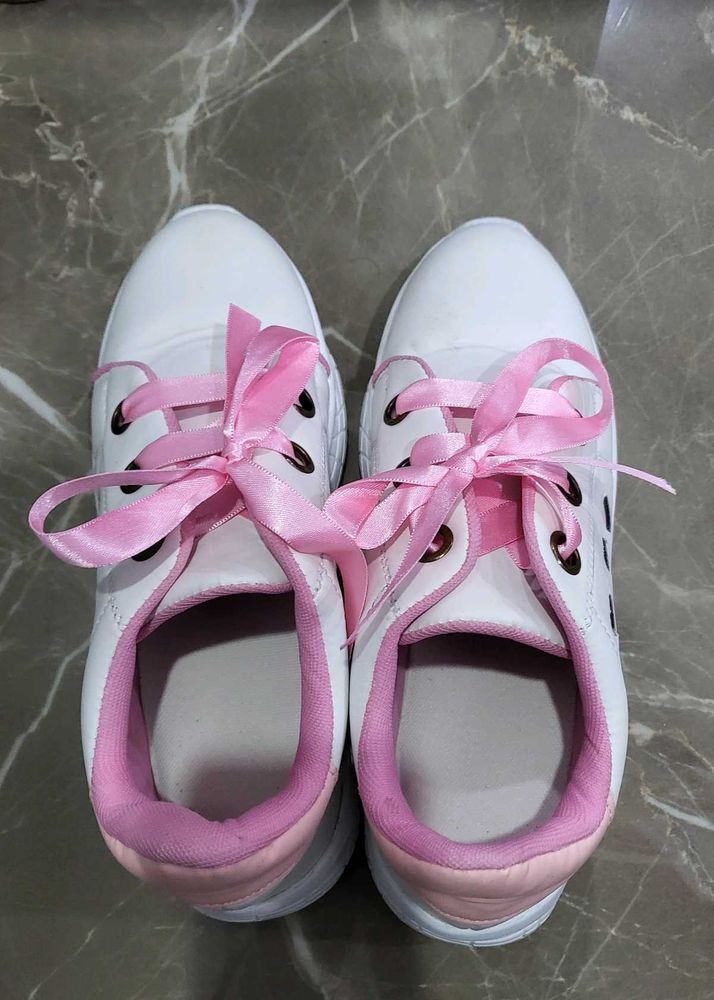 Cute Pink Ribbon Sneakers