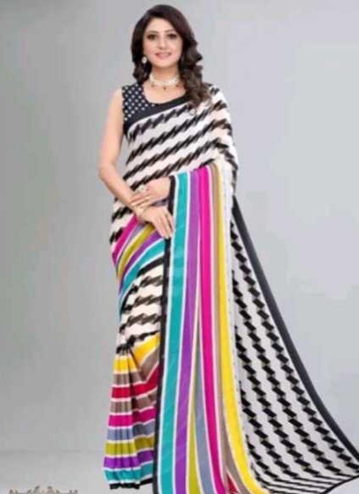 Vibrant Striped Saree