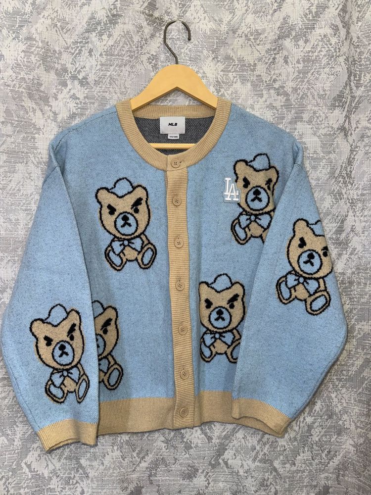 Mlb Cute Teddy Bear Cardigan