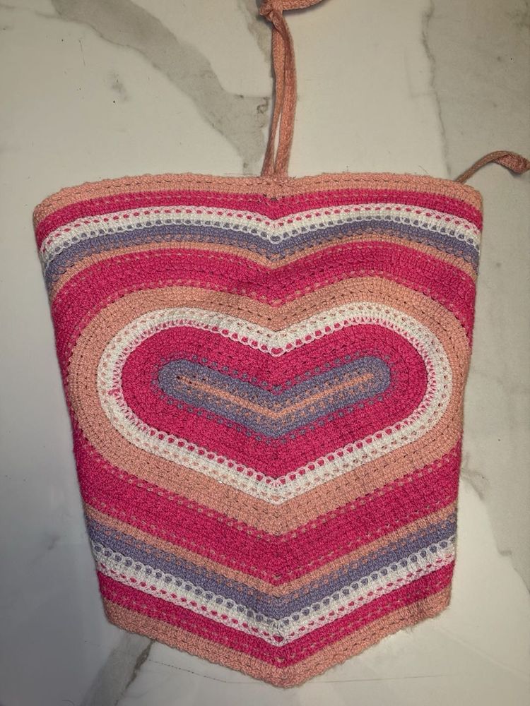 Crochet Heart Crop Top