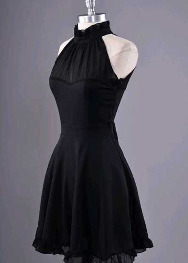 Elegant Black Halter Neck Dress
