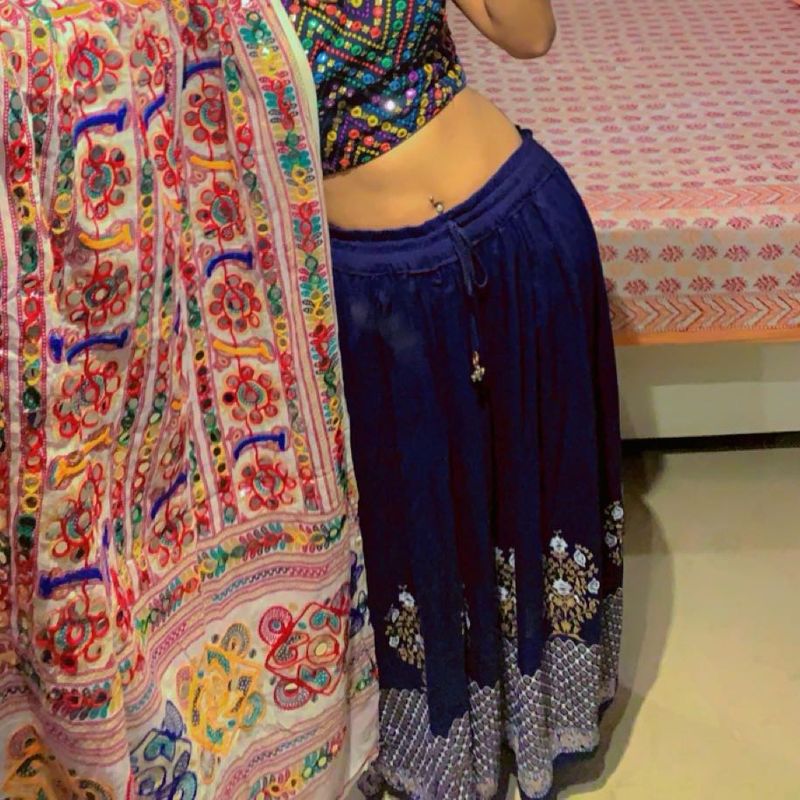 💙Navy Blue Boho Flowy Skirt