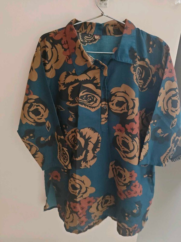 Cored set Teal Floral Print Kurta with pant ,no us