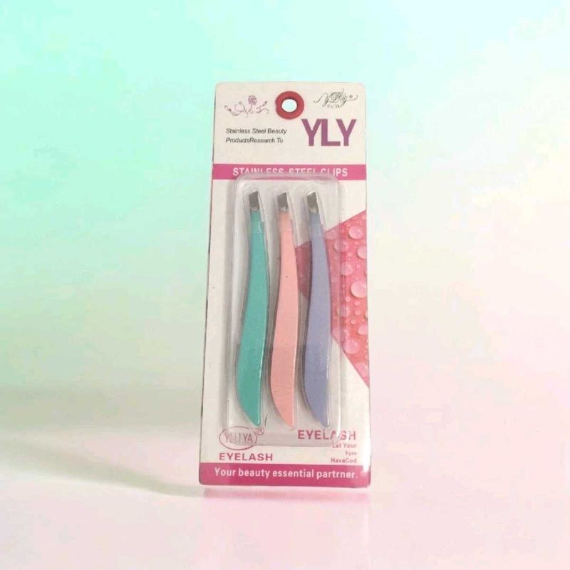 YLY Stainless Steel Eyebrow Tweezers Set