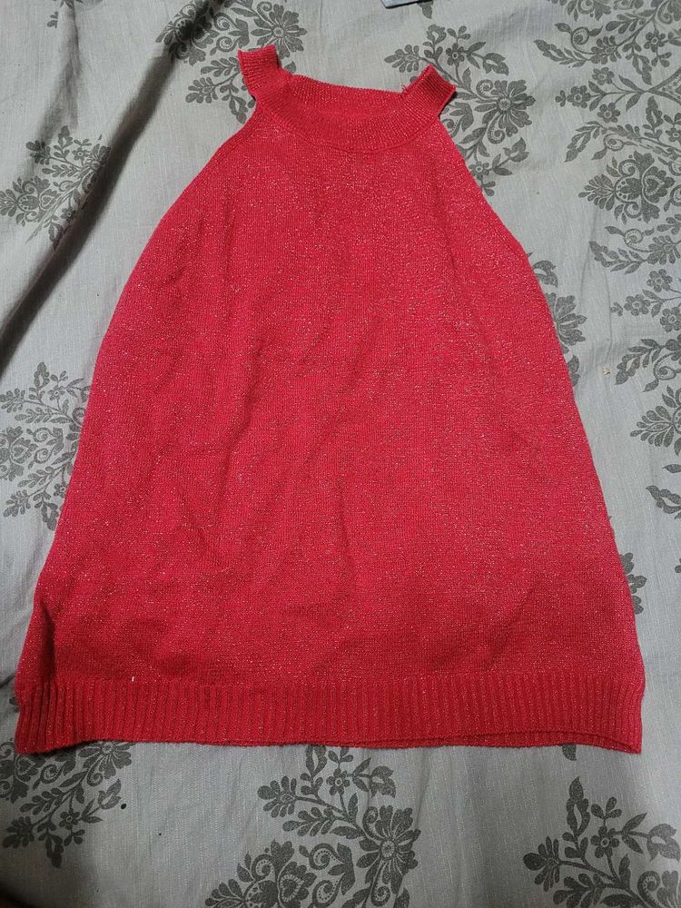 Sparkly Red Sleeveless Top