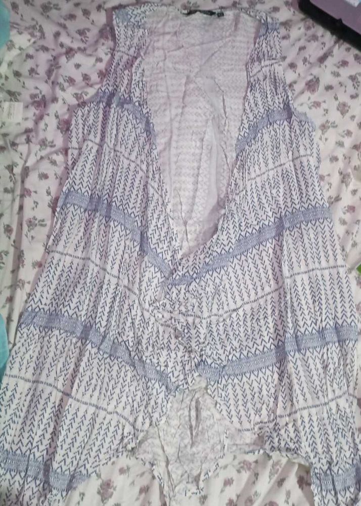 White Blue Print Jacket