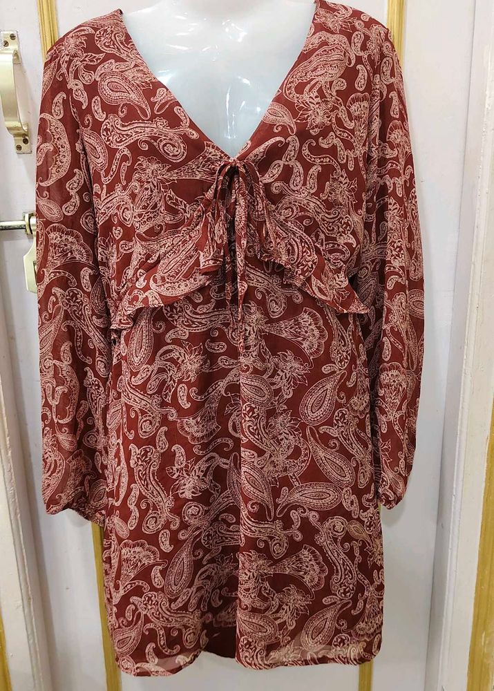 Maroon Paisley Print Dress