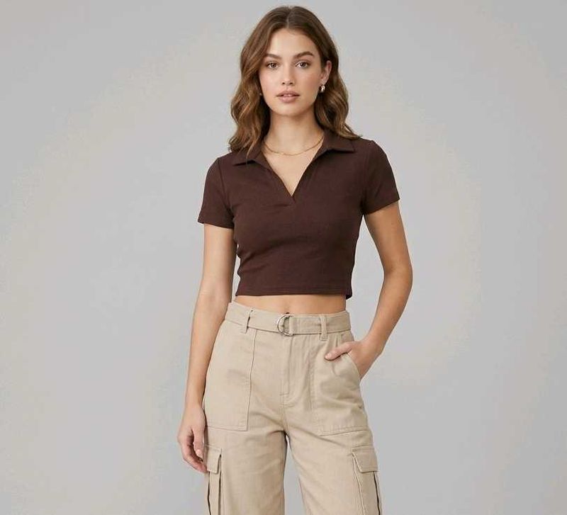 Nuon by Westside Cropped Polo Top