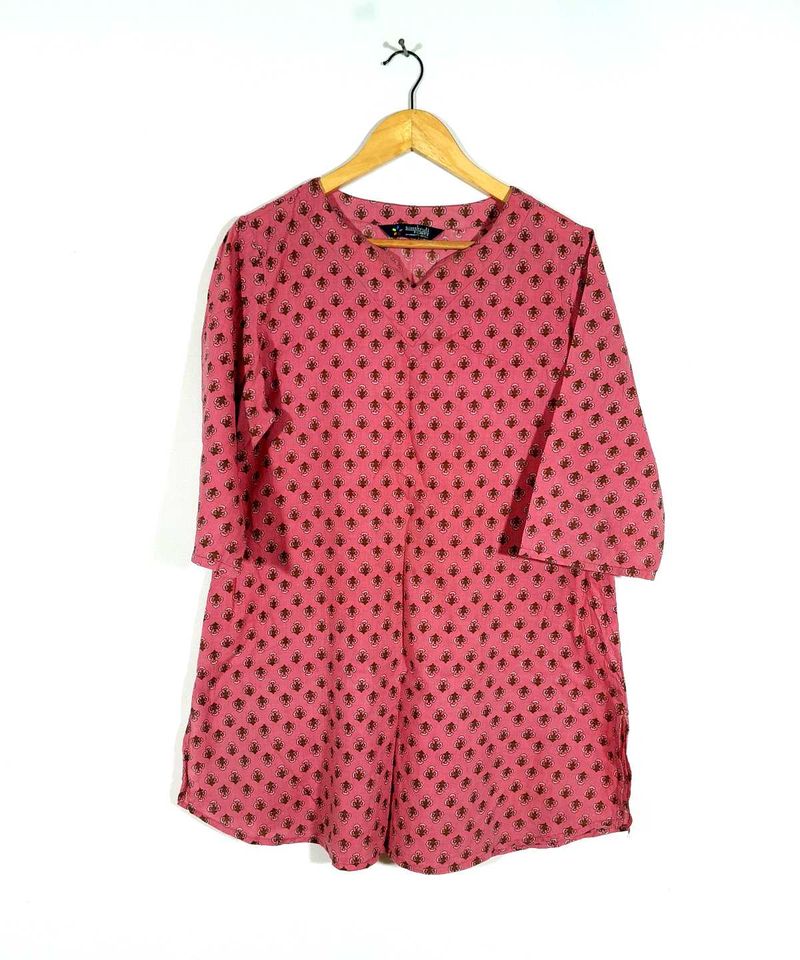 Pink Printed Tunic Top For Women's