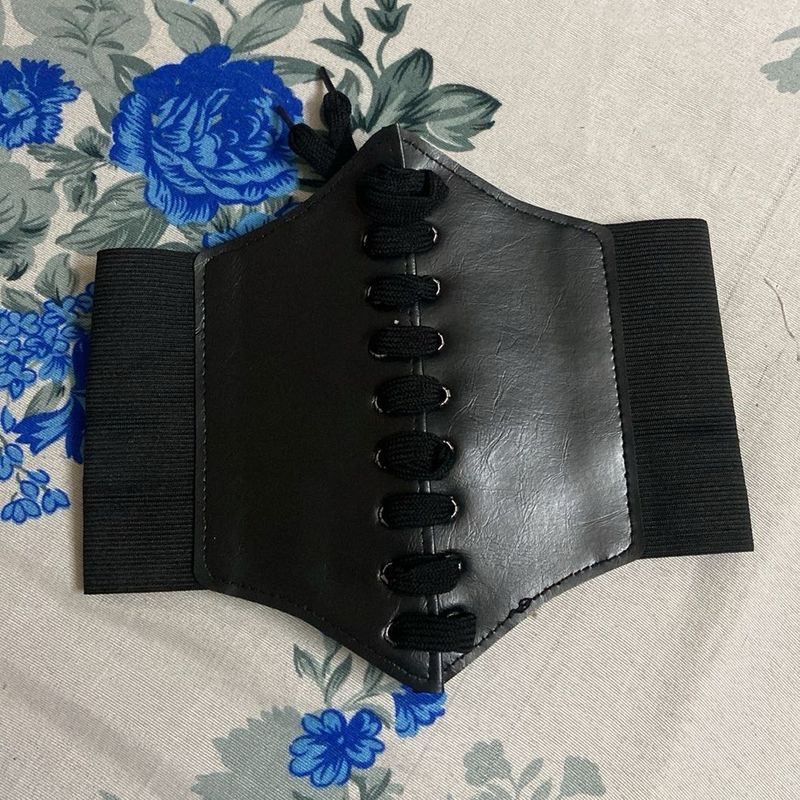 Black Faux Leather Corset Belt