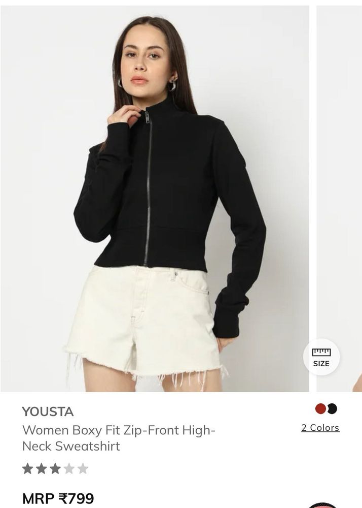 Stylish Black Zip-Front Sweatshirt