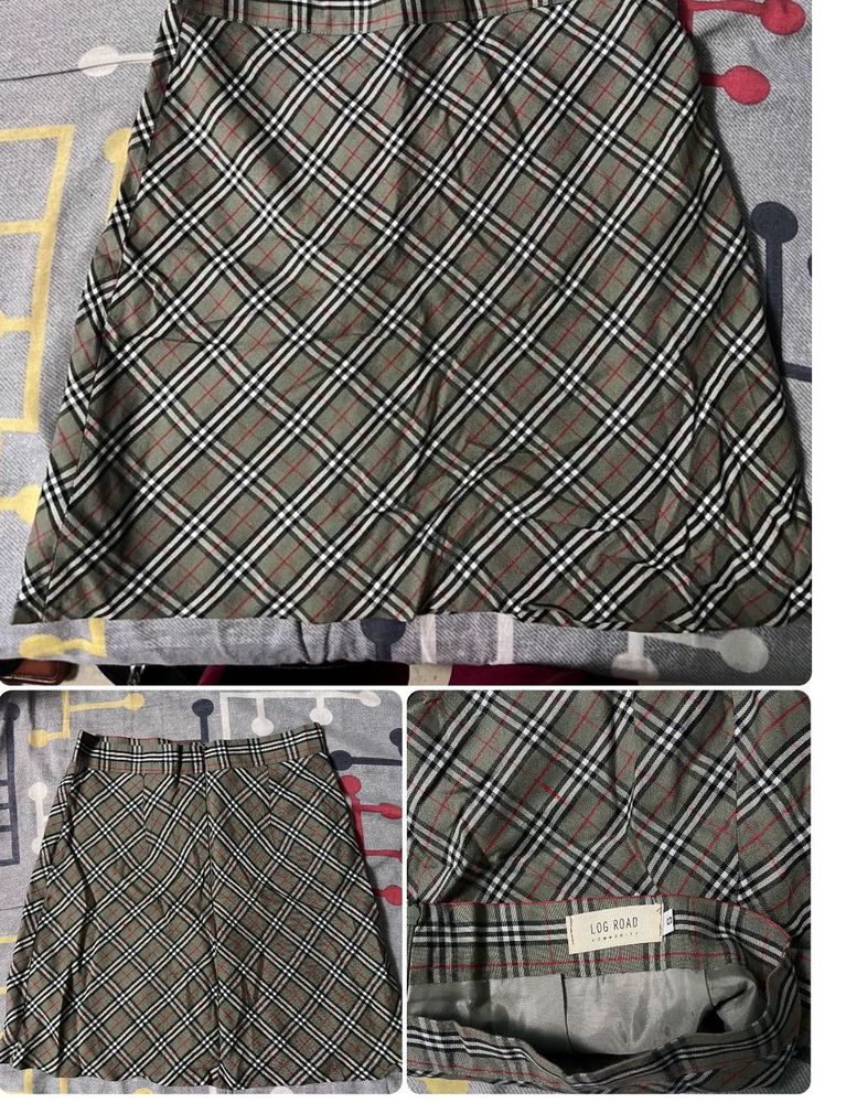 Checked A-line Skirt