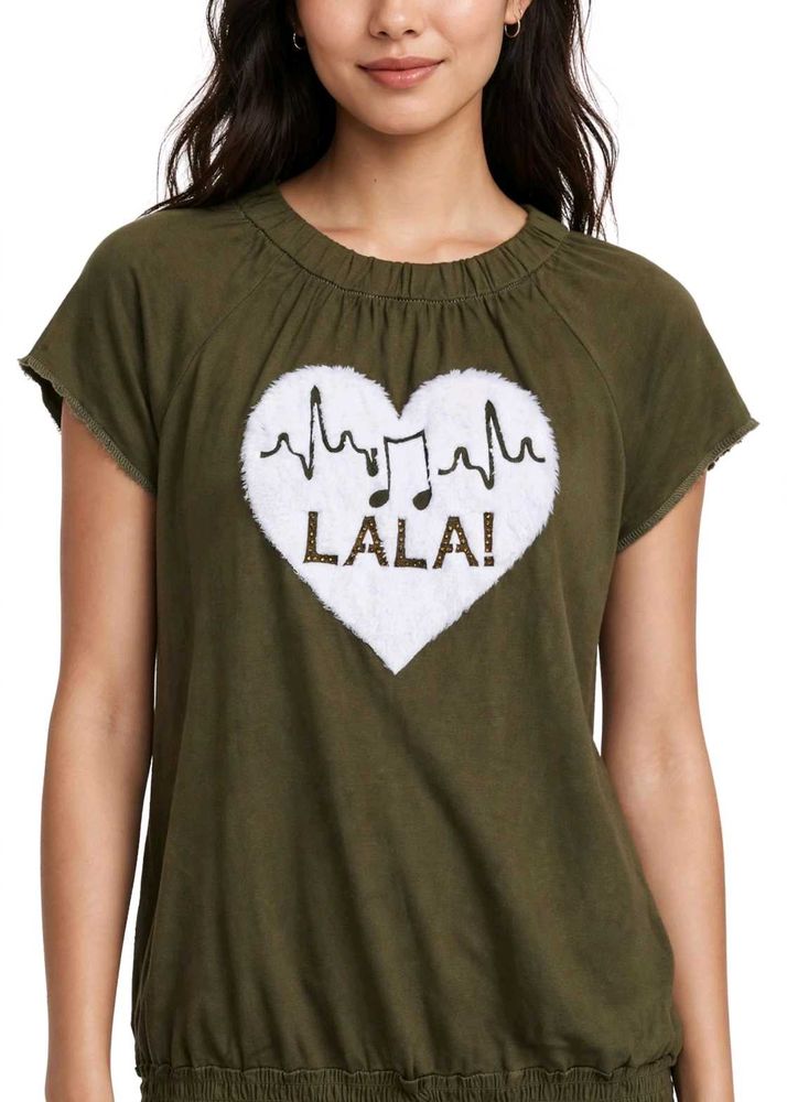 Olive Green T-Shirt with Heart Graphic